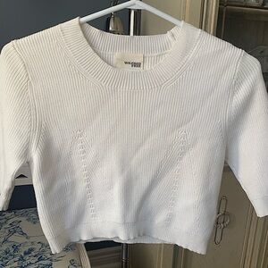 Aritzia Wildfred Free Knited White crop top mid sleeve